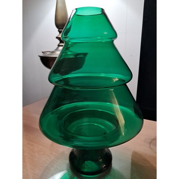 Copied - Elements Green Glass Tree Hurricane Candle Holder - Picture 2 of 4